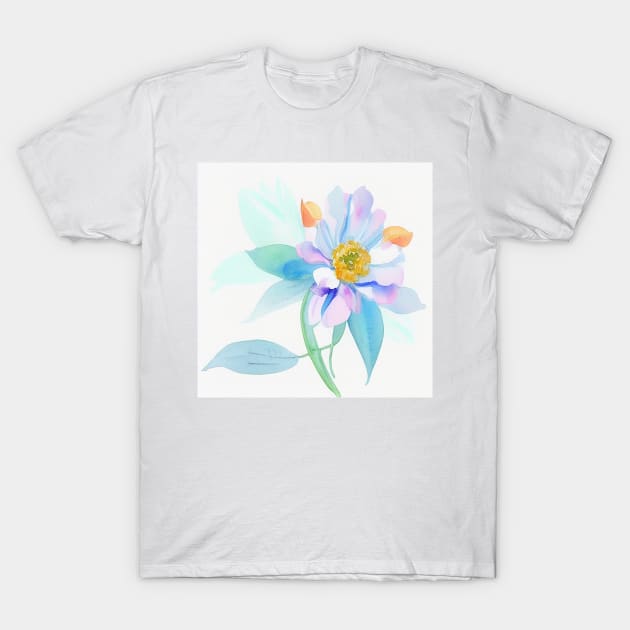 Blue Watercolor Flower - Hint of Citrus T-Shirt by Beastlykitty